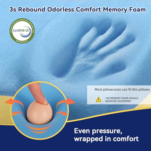 ABLEGRID Dual-Layer Memory Foam Cervical Neck Support Pillow,Contour Cooling Gel Pillow for Neck Shoulder Pain Relief,Ergonomic Orthopedic Adjustable Deep Sleep Bed Pillow for Side,Back,Stomach Sleep
