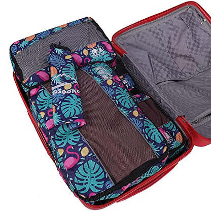 5 Set Packing Cubes for Travel Large Suitcase Luggage Organizer Bags Travel Accessories Vacation 4 Cubes 1 Laundry Pouch Bag - color: Pineapple