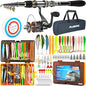 PLUSINNO Fishing Rod, Telescopic Fishing Rod and Reel Combo, Collapsible Travel Fishing Pole Rod Starter Kit, Carbon Fiber Fishing Rods and 12 +1 Bearings Stainless Steel, Fishing Gifts for Men Adults - color: Rod Combo & 137 Tackle Kit, size: 1.8m 5.91ft