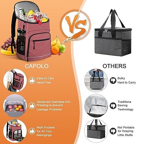 Cooler Backpack Insulated Leakproof Waterproof Backpack Cooler Bag 30/45 Cans, Large Capacity Lightweight Travel Camping Beach Backpack Cooler Ice Chest for Men and Women - color: pink, size: 30 Cans
