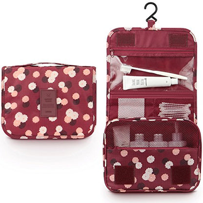 Mossio Hanging Toiletry Bag - Large Cosmetic Makeup Travel Organizer for Men & Women with Sturdy Hook - color: Wine Flower