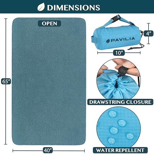 PAVILIA Travel Blanket Airplane Compact with Bag, Lightweight Soft Fleece Plane Blanket Long Flights, Camping Road Trips, Packable Travel Gift Essentials with Luggage Backpack Strap, 65x40, Teal Blue - color: Teal Blue