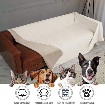 Ameritex Pet Bed Blanket Reversible 100% Waterproof Velvet Super Soft for Sofa and Bed (40x60 Inches, Cream+Beige) - color: Cream+beige, size: 40x60 Inches