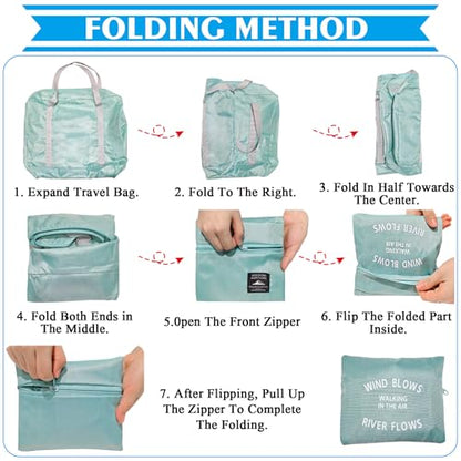 Travel Bag 36 Packes Carry on Luggage Foldable Duffel Bag Sports Gym Bag Weekender Overnight Bag Water Resistant Nylon Travel Duffel for Men Women - color: Green 36