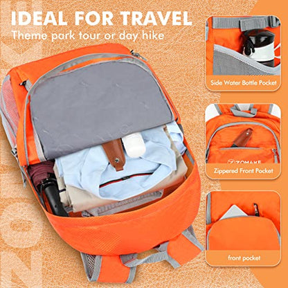 ZOMAKE Lightweight Packable Backpack 30L, Foldable Hiking Backpacks Water Resistant Compact Folding Daypack for Travel(Orange) - color: Orange