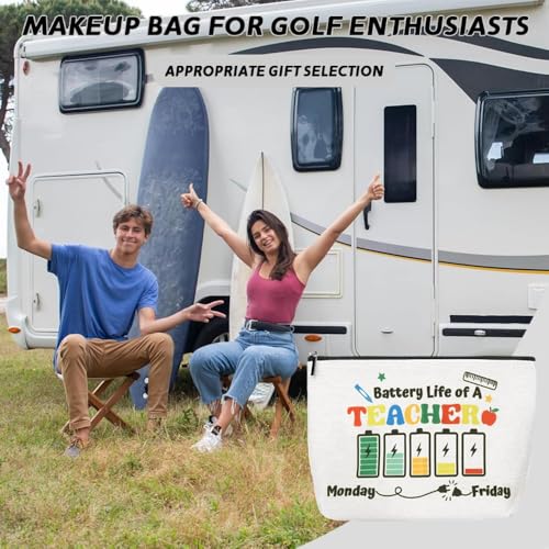Teacher Appreciation Makeup Bag Gifts Math Pe Teacher Back to School Gifts for Women Female Travel Toiletry Bag Teachers Canvas Storage Bags Gift Dancer Teachers Christmas Thank You Gift - color: Battery Teacher