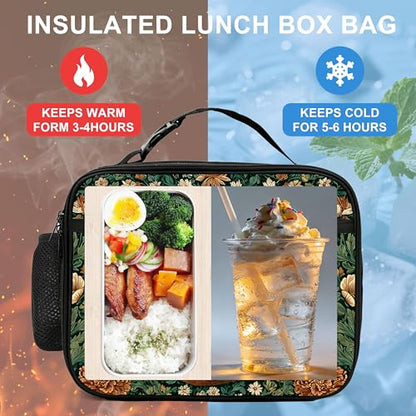 Forest Fox Lunch Bag Insulated Reusable Lunch Box Cooler Thermal Tote Bag For Teenage Boys Girls School Beach - color: Forest Fox