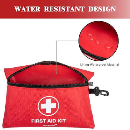Atickyaid Mini First Aid Kit - 140 Piece Small First Aid Medical Kit for Car, Home, Office, Travel, Camping, Sports, Outdoor, School - Emergency First Aid Supplies and Survival Kit - size: 140 Pieces