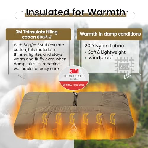ONETIGRIS Camping Blanket Poncho with with Recycled Synthetic Insulation,Wearable Hoodie Blanket | Ultralight Water-Resistant Warm Camping Blanket for Outdoor, Hiking, Stadium - color: 2pcs-brown