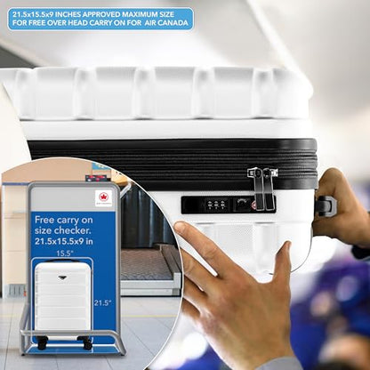 Flight Knight 21.5x15.5x9 Expandable Carry On Suitcase Hardside TSA Lock & USB C Port Lightweight Luggage Silent Double Spinner Wheels Maximum Canada Air Overhead Bag Airlines Approved White - color: White, size: 21.5x15.5x9"