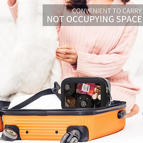Pinkmik Clear Makeup Bag Transparent Travel Case for Cosmetics and Toiletries Women's Clear Car Bag with Zipper (Black, Small) - color: Black, size: Small