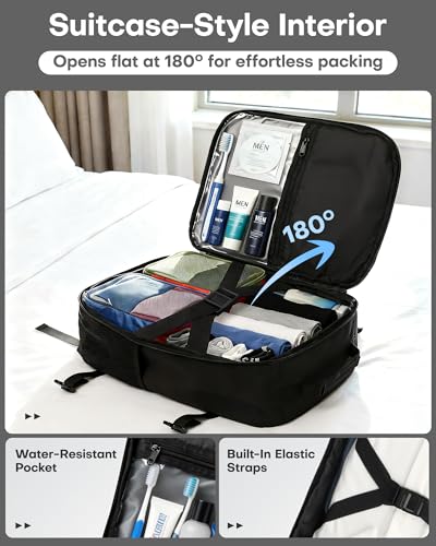HOTOR Travel Backpack - TSA-Friendly Carry-On Backpack for Men & Women, Internal Luggage Straps & Waterproof Pocket, Perfect for Travel Essentials, Work, Commuting, 16.9" x 11.4" x 7.9", Black - size: 16.9" X 11.4" X 7.9"