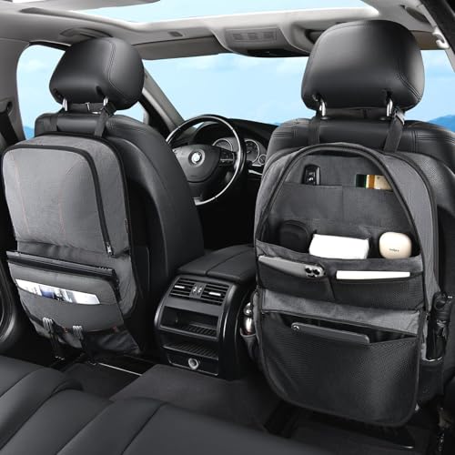 Coverado Backseat Car Organizer 2 Packs, Heavy-Duty Durable Dual-Way Use Car Back Seat Organizer Waterproof with Multi Pockets, Zipper Closure Design, Protect Valuables from Spills, Keeps Car Tidy - size: 2 Pack-New