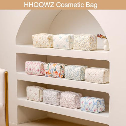 Makeup Travel Cosmetic Bag, Two Pack: Pink+Blue Floral, Zipper Closure, Durable Polyester, Perfect for Toiletry, Makeup, Travel - color: Two Pack: (Pink+Blue Floral)