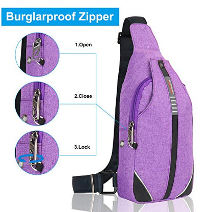 WATERFLY Tiny Crossbody Sling Backpack Anti Theft Backpack for Traveling Chest Shoulder Bag (Purple) - color: Purple (Small)