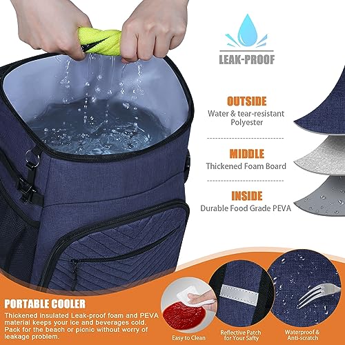 Cooler Backpack Insulated Leakproof Waterproof Backpack Cooler Bag 30/45 Cans, Large Capacity Lightweight Travel Camping Beach Backpack Cooler Ice Chest for Men and Women - color: blue, size: 30 Cans