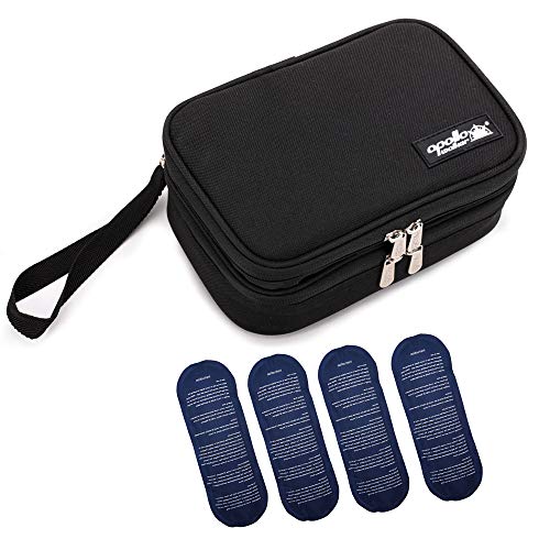 apollo walker Insulin Cooler Travel Case, TSA Approved Diabetic Medication Cooler with Ice Packs and Insulation Liner for Insulin Pens & Supplies - color: Black, size: Medium