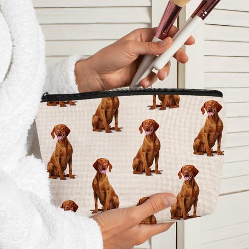 Vizsla Dog Makeup Bag, Vizsla Lovers Gifts Cosmetic Bag for Women, Dog Mom Lovers Owner Gifts for Women Christmas, Pet Lover Gift Zipper Travel Makeup Pouch for Purse - color: vizsla