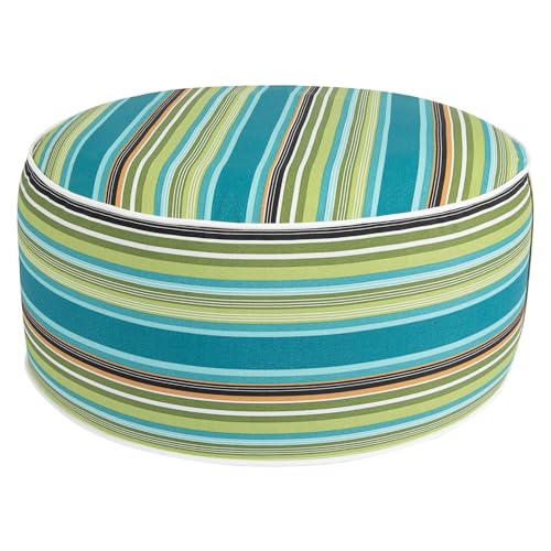 FUNHOME Inflatable Ottoman Stool D20xH9,Portable Round Pouf for Indoor/Outdoor Use,Foot Rest or Seating for Kids&Adults,Ideal for Camping or Home(Green Stripe) - color: Green Stripe