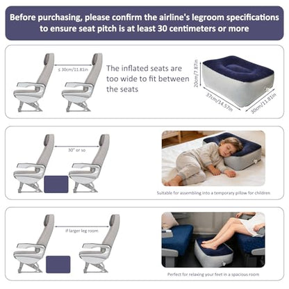 Inflatable Foot Rest Pillow - Air Footrest Cushion for Travel, Office & Home, Perfect Airplane & Car Seat Accessory