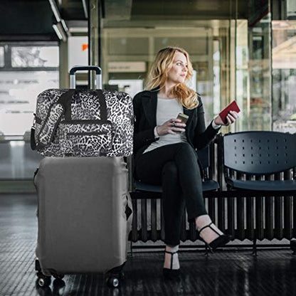 F.FETIVIN Travel Foldable Waterproof Duffel Bag - Lightweight Carry on Luggage Tote Duffel Bag(Leopard Print) - color: A-Leopard Print