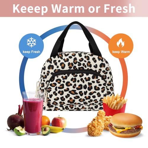 Lunch Bag Women Lunch Box for Women Adult Cute Insulated Lunch Bag Small Cooler Lunch Tote Bags for Work Picnic School (Leopard) - color: Leopard