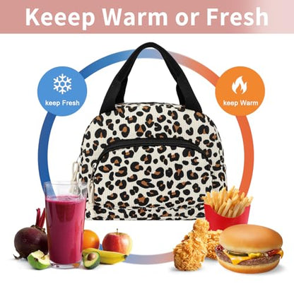 Lunch Bag Women Lunch Box for Women Adult Cute Insulated Lunch Bag Small Cooler Lunch Tote Bags for Work Picnic School (Leopard) - color: Leopard