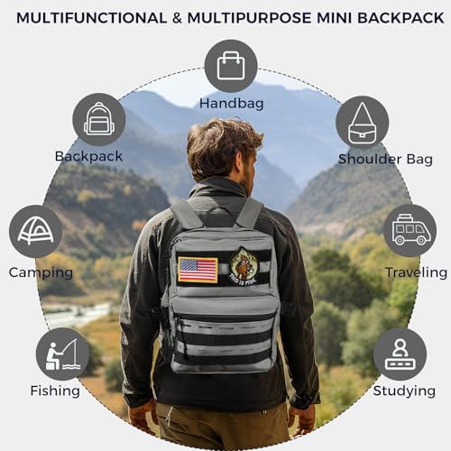 9L Mini Tactical Backpack for Men Women,Small Military Tactical Backpack for Sport,Gym,Hiking,Travel,Camping (Gray) - color: Gray