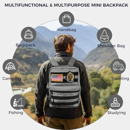 9L Mini Tactical Backpack for Men Women,Small Military Tactical Backpack for Sport,Gym,Hiking,Travel,Camping (Gray) - color: Gray