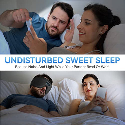 Sleep Headphones, Bluetooth 5.0 Wireless 3D Eye Mask, Lightimetunnel Washable Sleeping Headphones for Side Sleepers With Adjustable Ultra Thin Stereo Speakers Microphone Hands Free for Insomnia Travel - color: Black