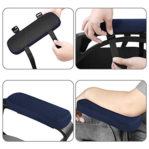 MOSISO Chair Armrest Pads (2 Pack), Memory Foam Home/Office Chair Arm Rest Covers Comfy Computer Gaming Elbow Cushion Removable Washable Elbow Support Forearm Pressure Relief, Purplish Blue - color: Purplish Blue
