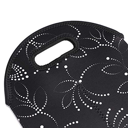 Hipiwe Wine Carrier Tote Bag Two Bottle Insulated Neoprene Wine/Water Bottle Holder for Travel with Secure Carry Handle (Black) - style: Black