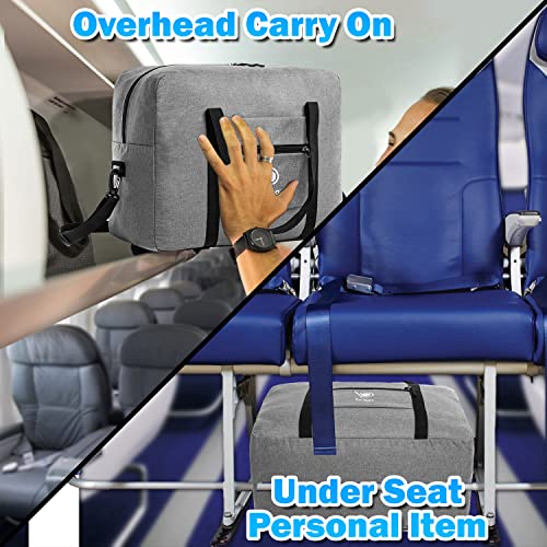 Bago Personal Item Travel Bag For Airlines - Fits As 18x14x8 inches Travel Bag Spirit & Frontier Airlines - Foldable Duffle Bag For Travel - Personal Item Bag Small Carry On Bag For Air Travel - color: SnowGray