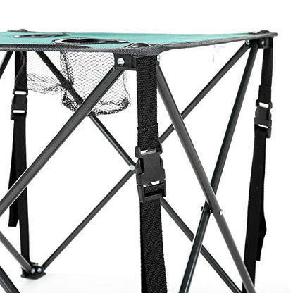 ARROWHEAD OUTDOOR 26” (66cm) Portable Camping Folding Table, 2 Cup Holders, Square, Carrying Case, Steel Frame, High-Grade 600D Canvas - color: Green