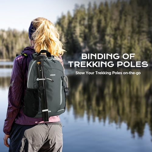 VPBAGE 15L Water-resistant Hiking Daypack, Small Backpack Travel Outdoor, Lightweight Day Pack with Tool Loops - color: A-dark Grey