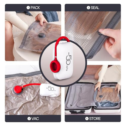 VMstr 15-Pack Vacuum Seal Bags for Clothing Travel, Carry-on Size for Luggage Compression Packing, Space Bags with Plug-in Electric Pump - style: 15-Pack Combo Size Travel Set