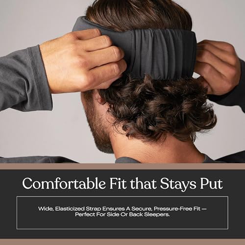 Lunya Washable Silk Sleeping Mask - Thermoregulating Mulberry Silk, Light Blocking and Comfortable Fit – Sleep Mask for Women and Men with Box - Meditative Grey - Large - color: Meditative Grey - Large, size: Large