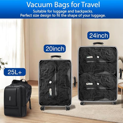Travel Vacuum Bags with Pump–Electric Wireless Air Pump, Double Layer travel vacuum bags for luggage with IP67 Waterproof (1PC+Pump) - color: Large size 1PC+Pump