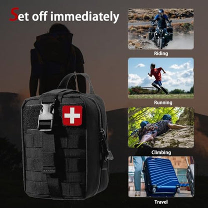 Universal IFAK Trauma First Aid Kit Molle Pouches Emergency Survival Kit Suitable for Home, car, Travel, Camping, Hiking, Sports, Outdoor Emergencies-Quick Response First Aid Essentials (Black) - color: Black