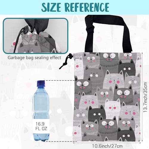Car Garbage Bag Cute Grey Cats Drawstring Car Trash Bag Hanging for Back Seat with Adjustable Buckle Canvas Vehicle Trash Can Easy-to-Install - color: Cute Grey Cats