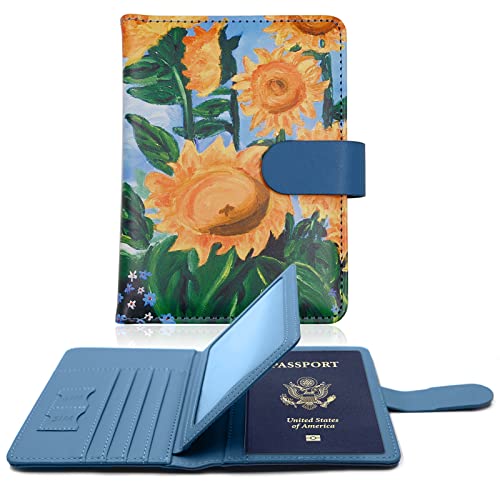 Melsbrinna Rfid Passport Holder for Travel women/Men, Cute Passport Wallet Rfid Blocking Card Slots, Rfid Passport Cover/CaseTravel Wallet, Passport Book Holder (1, Blue2) - color: Blue2