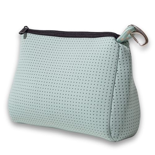 POPUPS Large Makeup Bag with Zipper - Waterproof Neoprene Cosmetic Bag 7.7 x 10.75 x 5 inches - Pouch Minty Green - color: Basic Minty-Green