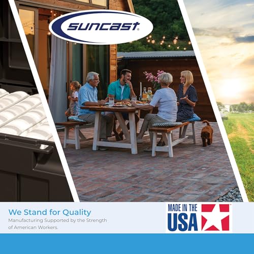 Suncast Outdoor Storage Box - 73 Gallon Cyberspace Resin Wicker Deck Box with Lockable Lid, Outdoor Storage Bin for Patio Cushions, Shoes, Pool & Garden Gear, Made in USA - style: Deck Box (Cyberspace)