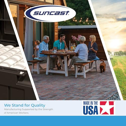 Suncast Outdoor Storage Box - 73 Gallon Cyberspace Resin Wicker Deck Box with Lockable Lid, Outdoor Storage Bin for Patio Cushions, Shoes, Pool & Garden Gear, Made in USA - style: Deck Box (Cyberspace)