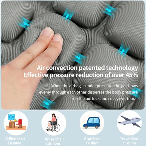 1Pcs Seat Cushion, Travel Cushion Airplane Seat - Inflatable Airplane Seat Cushion for Travel.Suitable for Long Distance Sedentary People to Use,Easy to Carry, 3D Inflatable Airbag is Ergonomic - color: Black-42