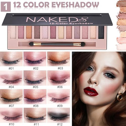 All in One Makeup Kit for Women & Teens - Full Cosmetics Kit with Everything for Beginners & Professionals - 12-Shimmer - color: 12-Shimmer