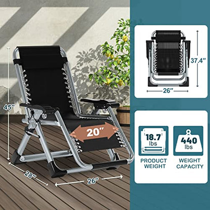 NAIZEA Padded Zero Gravity Chair, Folding Outdoor Lounge Chairs, Adjustable Reclining Camping Chairs with Cup Holder, Ergonomic Patio Lawn Chair for Balcony Beach Deck Yard - color: Ash Gray, style: Zero Gravity Chair 2 Pack