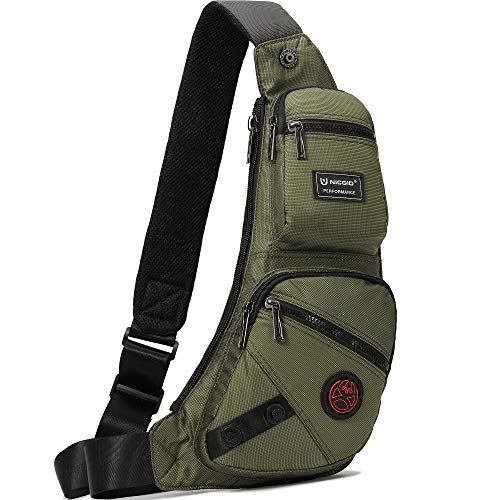 NICGID Sling Bag Chest Shoulder Backpack Crossbody Bags Casual Daypack for Men Women - color: Army Green-1