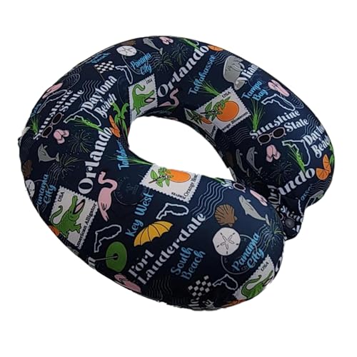 Wolf Essentials Adult Soft Memory Foam 12 x 13-inch Travel Neck Pillow, Compact, Perfect for Plane or Car, Florida - style: Florida