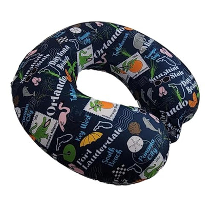 Wolf Essentials Adult Soft Memory Foam 12 x 13-inch Travel Neck Pillow, Compact, Perfect for Plane or Car, Florida - style: Florida